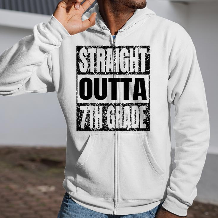 Straight Outta 7Th Grade Graduation Gifts Grad Class 2022 Education Zip Up Hoodie