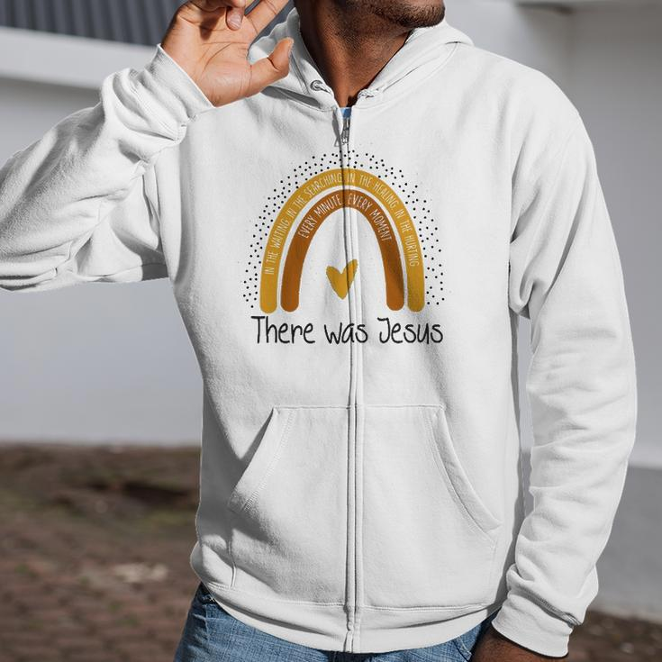 There Was Jesus Polka Dot Boho Rainbow Christian Easter Day Zip Up Hoodie