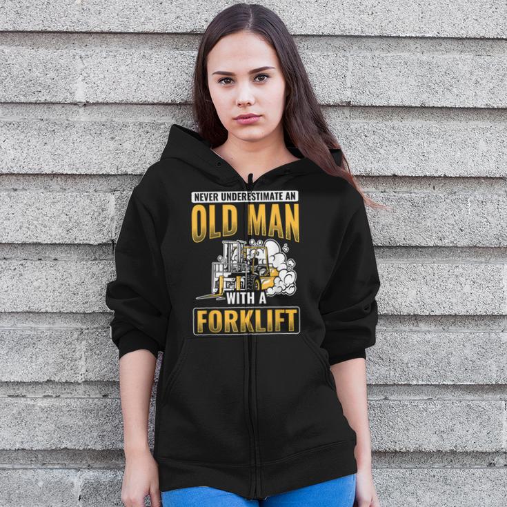 Mens Old Man With Forklift Forklift Operator Forklift Driver V2 Zip Up