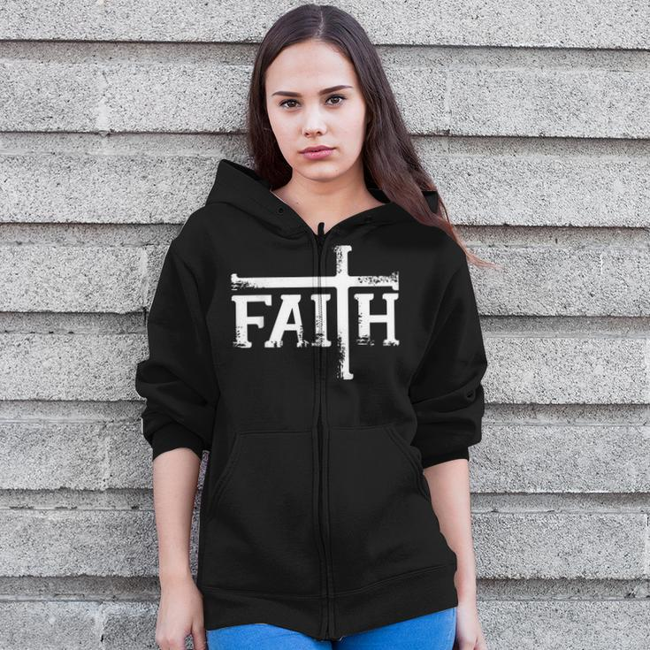 Faith Cross ChristianFor Men Women Kids Zip Up Hoodie