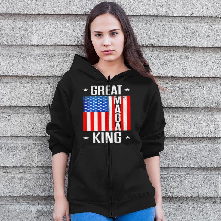 Great Maga King Ultra Maga American Flag Vintage Zip Up Hoodie