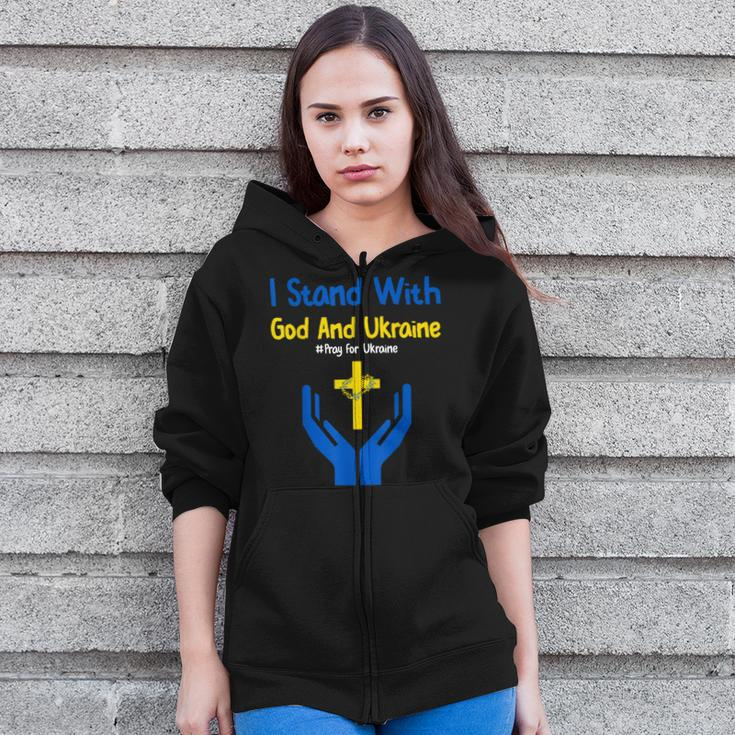 I Stand With God And Ukraine Christian Cross Faith Christ Zip Up Hoodie