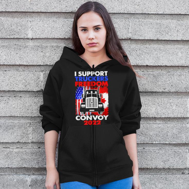I Support Truckers Freedom Convoy 2022 V3 Zip Up Hoodie