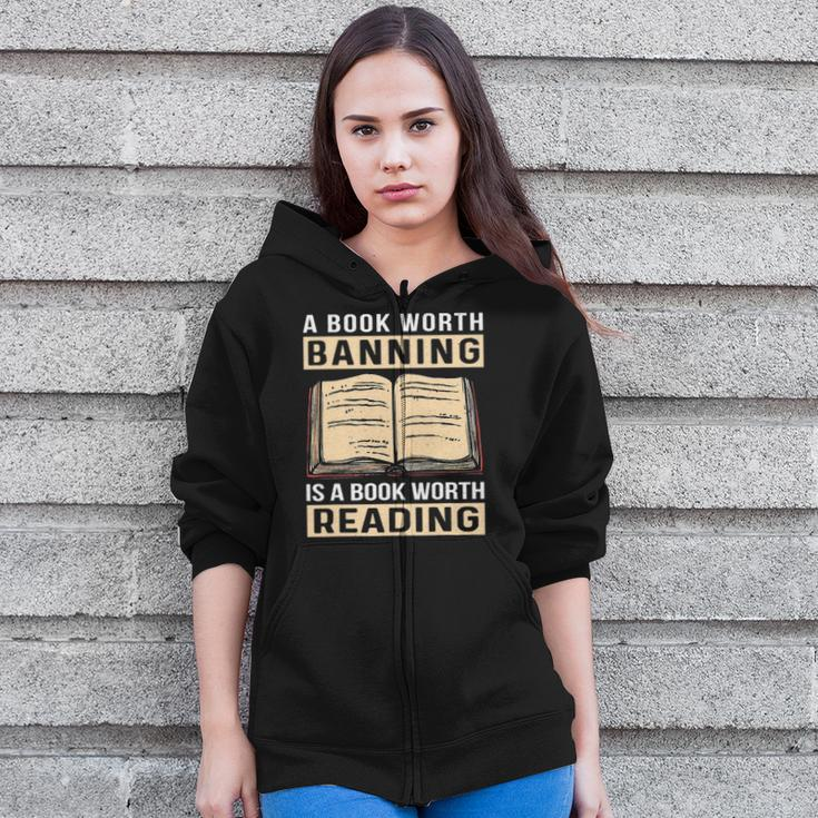 Vintage Censorship Book Reading Nerd I Read Banned Books Zip Up Hoodie
