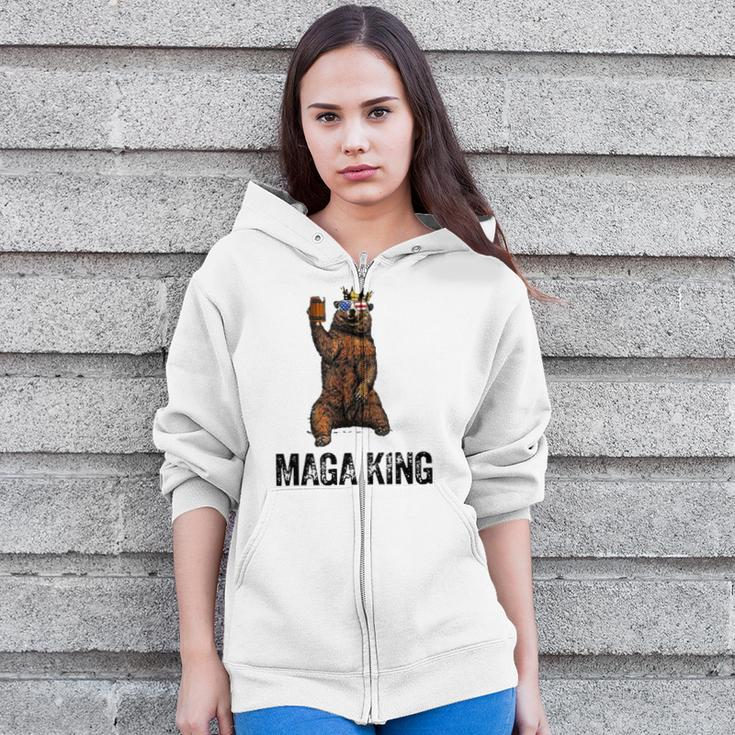 Bear Crown Maga King The Great Maga King Pro Trump Zip Up Hoodie