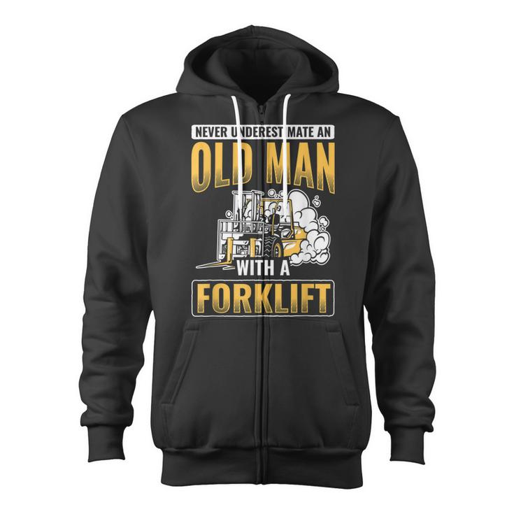 Mens Old Man With Forklift Forklift Operator Forklift Driver V2 Zip Up