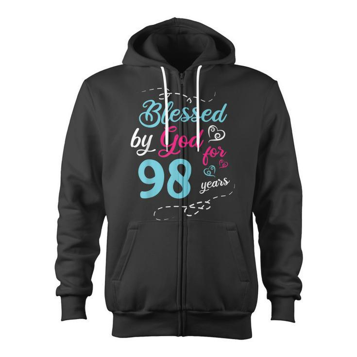 Blessed By God For 98 Years 98Th Birthday Party Celebration  Zip Up Hoodie