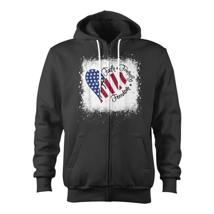 Faith Family Freedom Patriotic 4Th Of July Christian Girl  Zip Up Hoodie