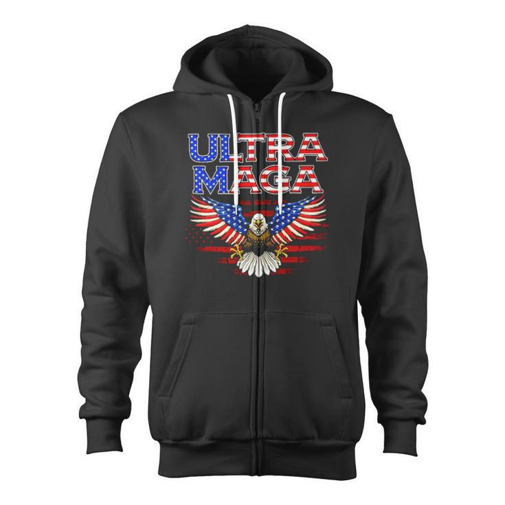 Us Bald Eagles Ultra Maga American Flag Patriotic Zip Up Hoodie