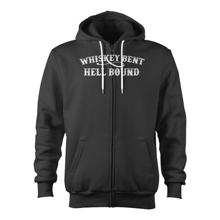 Whiskey Bent And Hell Bound Vintage Outlaw Zip Up Hoodie