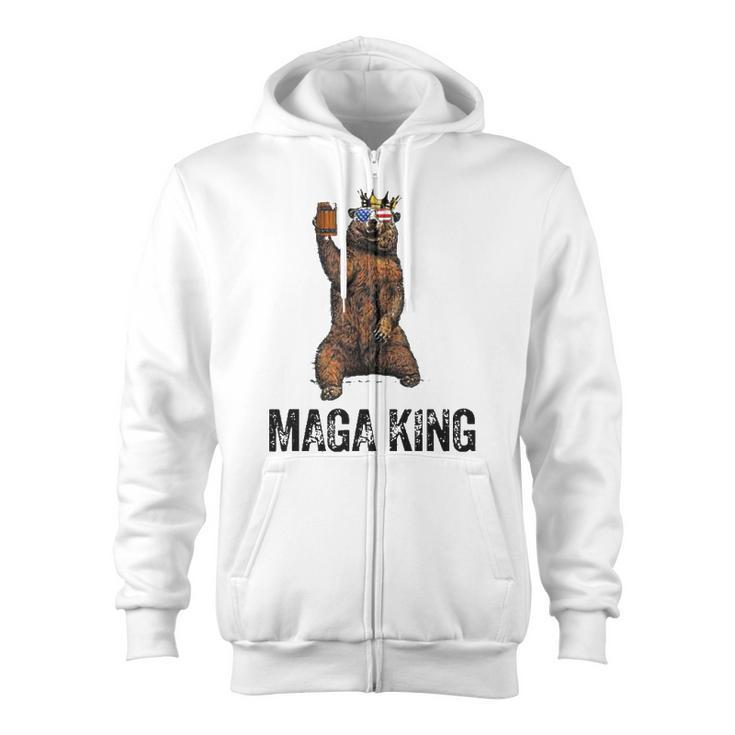 Bear Crown Maga King The Great Maga King Pro Trump Zip Up Hoodie