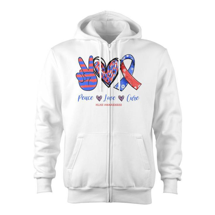 Peace Love Cure Hypoplastic Left Heart Syndrome Awareness Zip Up Hoodie