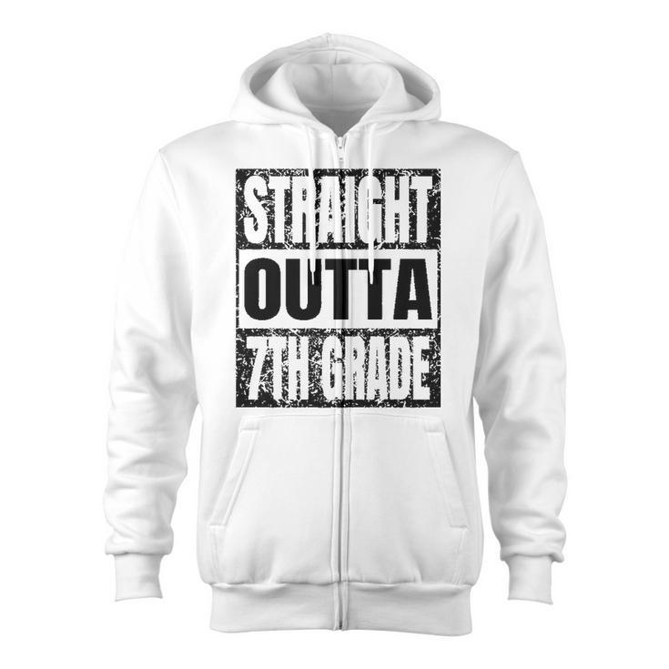 Straight Outta 7Th Grade Graduation Gifts Grad Class 2022 Education Zip Up Hoodie