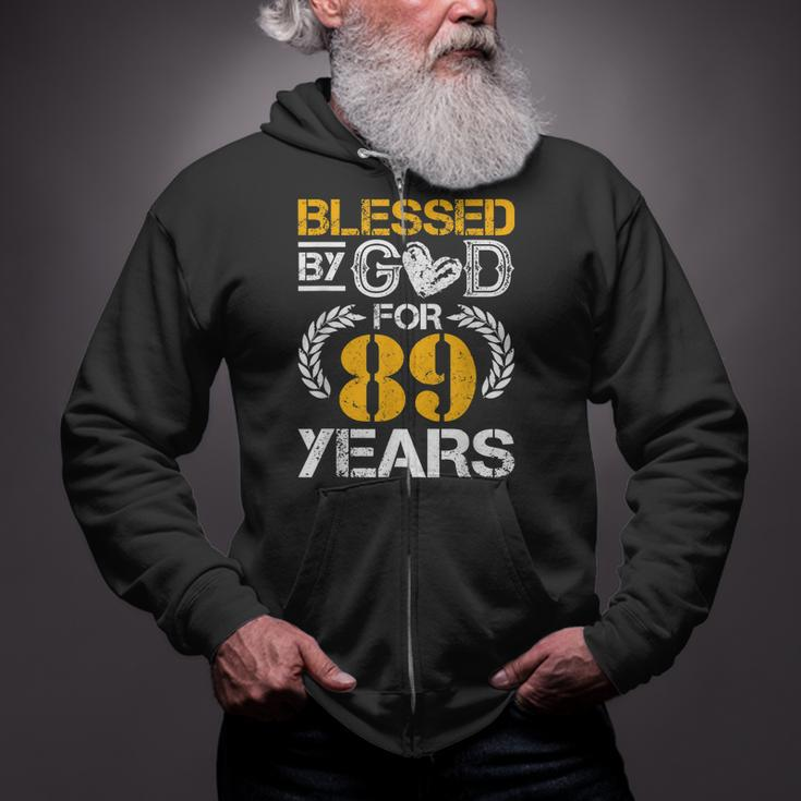 Blessed By God For 89 Years 89Th Birthday Since 1933 Vintage Zip Up Hoodie