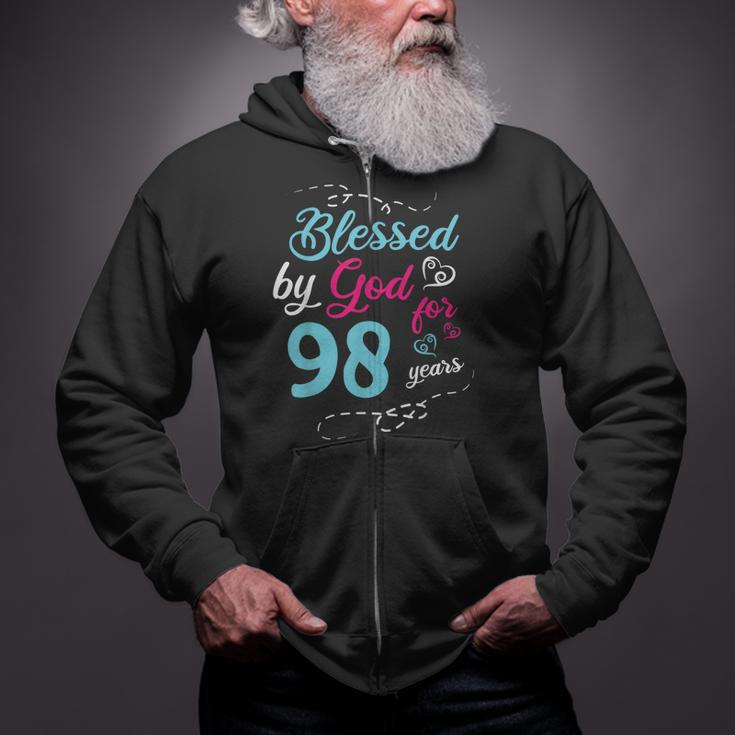 Blessed By God For 98 Years 98Th Birthday Party Celebration Zip Up Hoodie