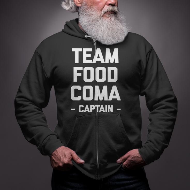Team Food Coma Captain Funny Saying Sarcastic Cool Zip Up Hoodie