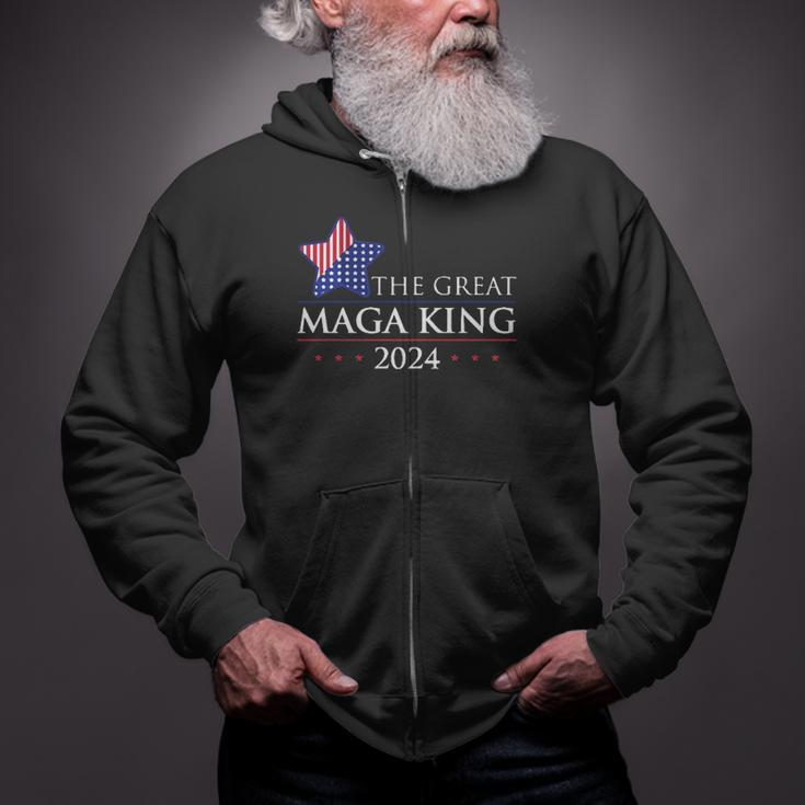 The Great Maga King Trump 2024 Proud Ultra Maga Zip Up Hoodie