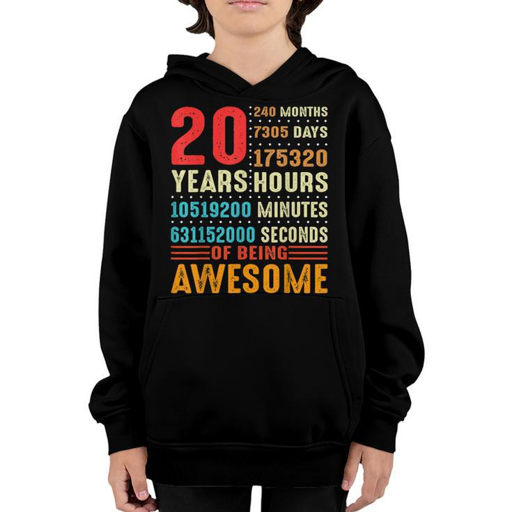 20 Years Old 20Th Birthday Vintage 240 Months For Boy Girl  Youth Hoodie