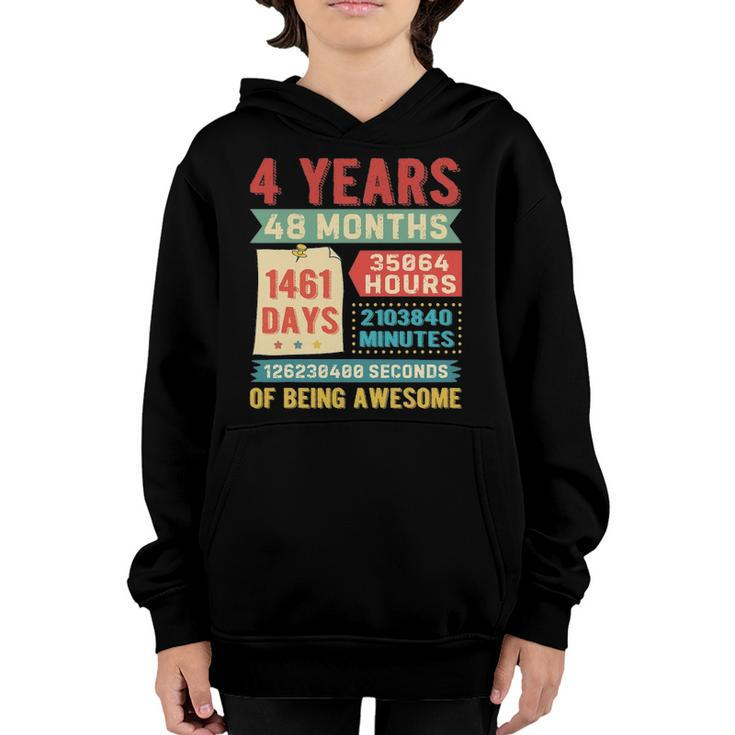 4Th Birthday For Girls Boys 4 Years Old Being Awesome Bday Youth Hoodie