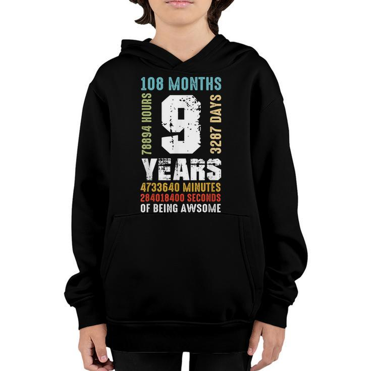9 Years Being Awesome 9Th Birthday Gift Boy Girl  Youth Hoodie