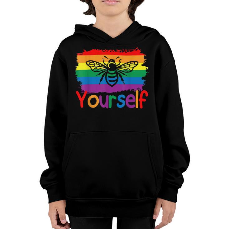 Bee Bee Bee Yourself Butterfly Gay Pride Lgbtq Funny Rainbow Bee Bee V2 Youth Hoodie