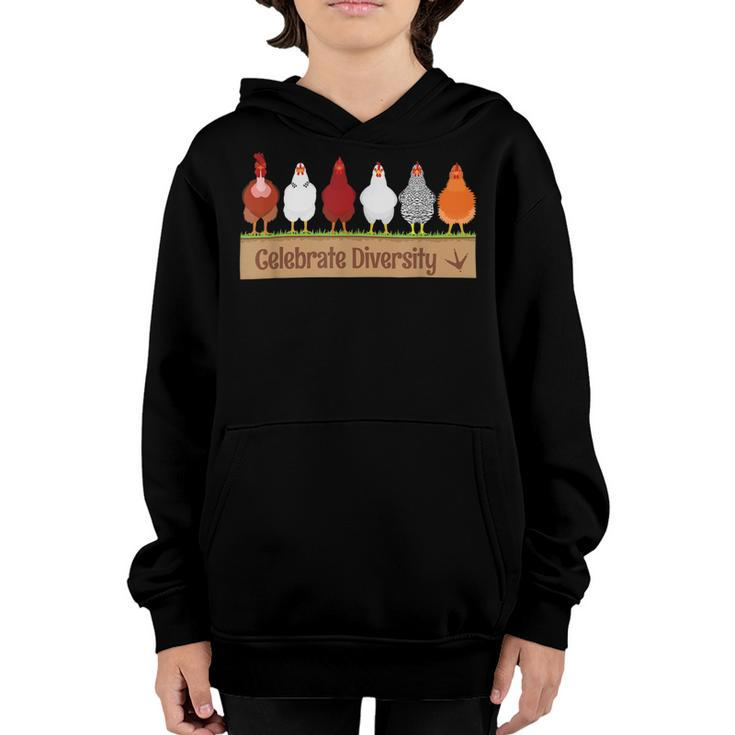 Chicken Chicken Celebrate Diversity Farm Pet Cutes For Chicken Lovers V2 Youth Hoodie
