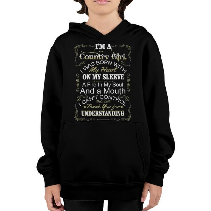 Country Girl   Country Girl I Was Born With My Heart On My Sleeve Youth Hoodie