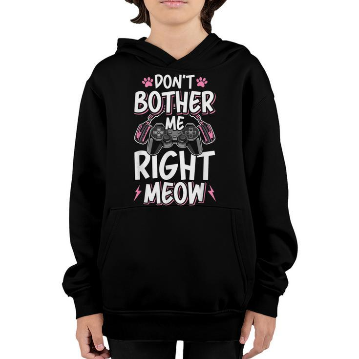 Dont Bother Me Right Meow Cat Lover Video Gamer Gaming Youth Hoodie