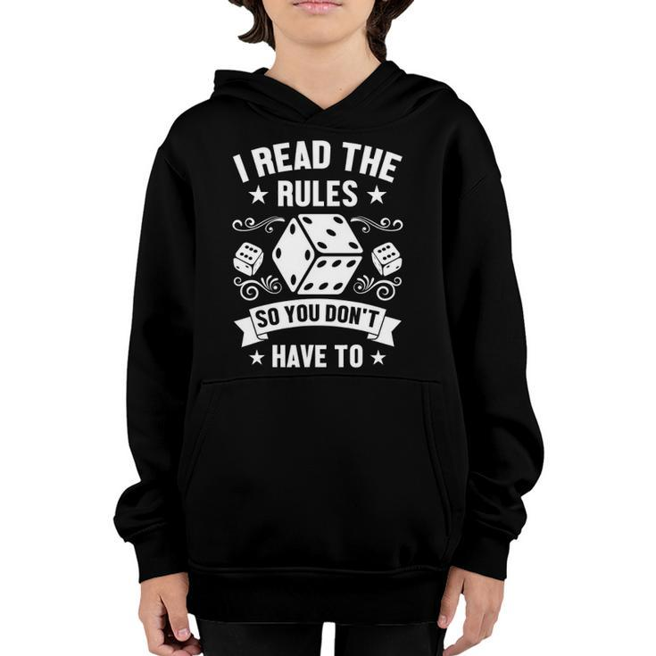 Game Night Adults Funny I Read The Rules Board Gamers Youth Hoodie