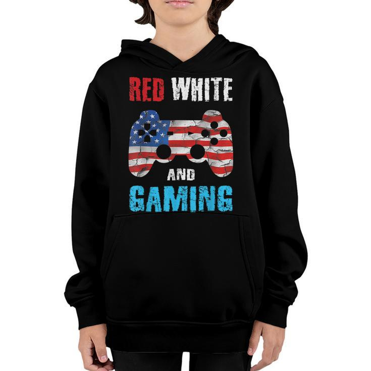 Gamer 4Th Of July Red White Gaming Video Game Boys Kids N  Youth Hoodie