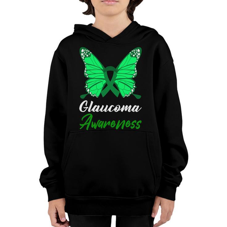 Glaucoma Awareness Butterfly  Green Ribbon  Glaucoma  Glaucoma Awareness Youth Hoodie