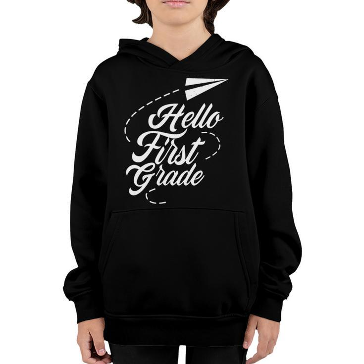 Hello First Grade Pupil School Back Welcome Youth Hoodie