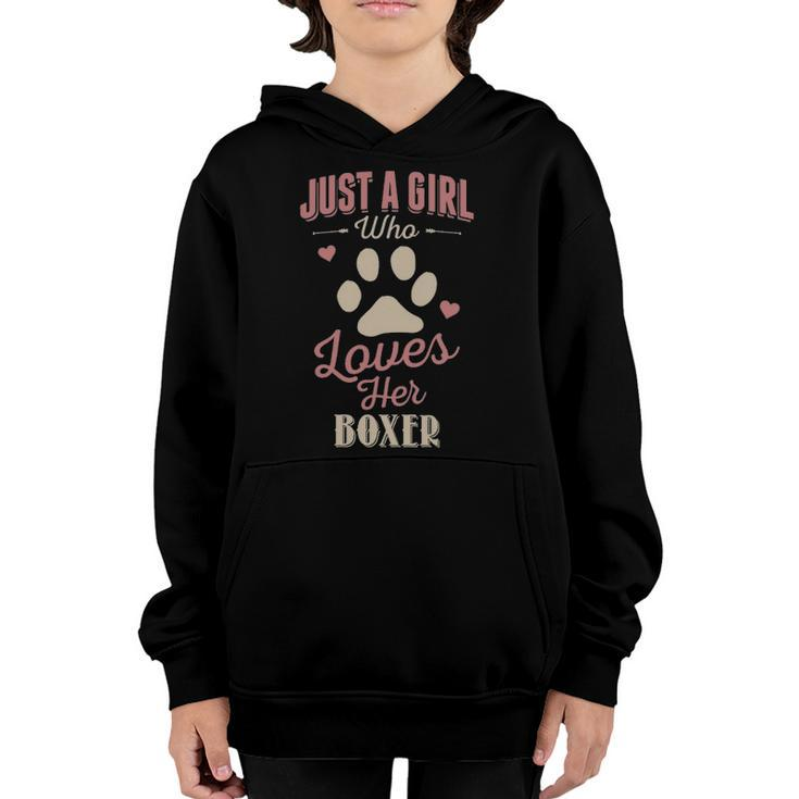 Just A Girl Who Loves Her Boxer Dog Lover Youth Hoodie
