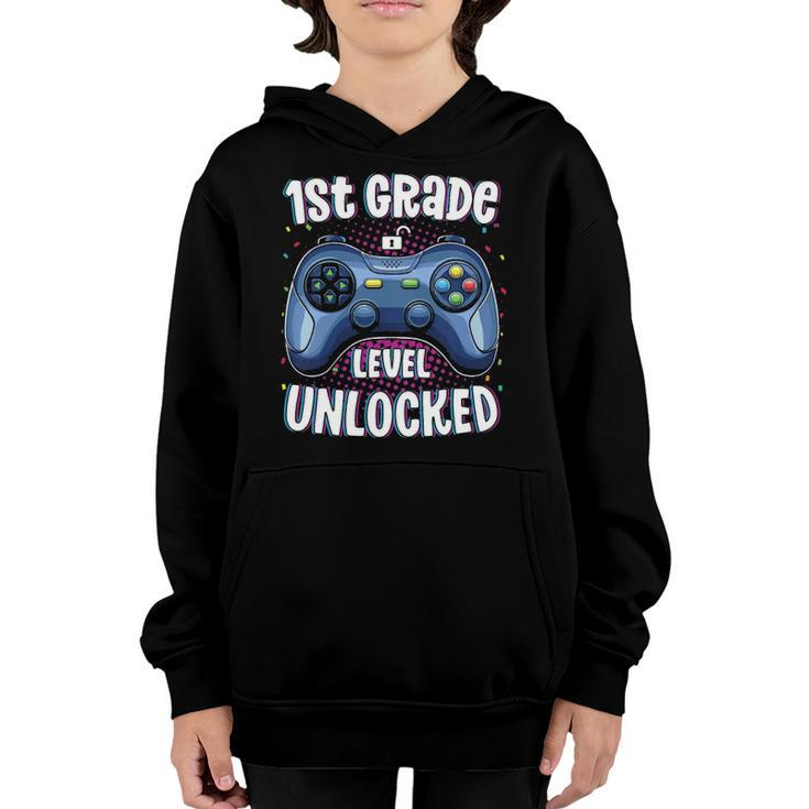 Kids 1St Grade Level Unlocked Gamer First Day Of School Boys Youth Hoodie