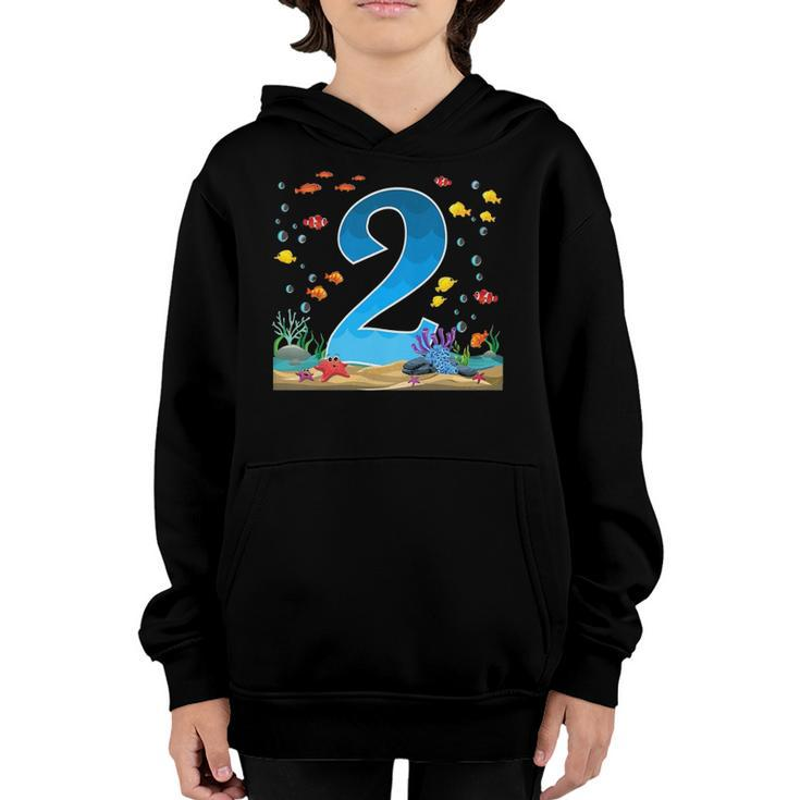 Kids 2 Years Old Ocean Birthday Under The Sea Fish Theme 2Nd Gift Youth Hoodie