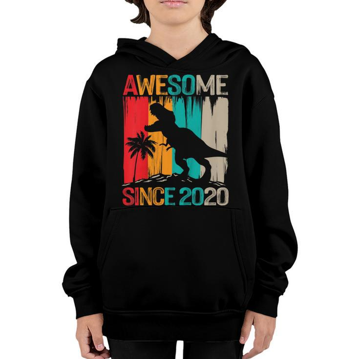 Kids 2Nd Birthday Dinosaur 2 Year Old Boy Kids Awesome Since 2020  Youth Hoodie