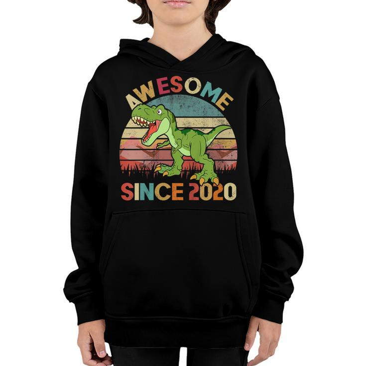 Kids Dinosaur 2Nd Birthday 2 Year Old Awesome Since 2020  Youth Hoodie