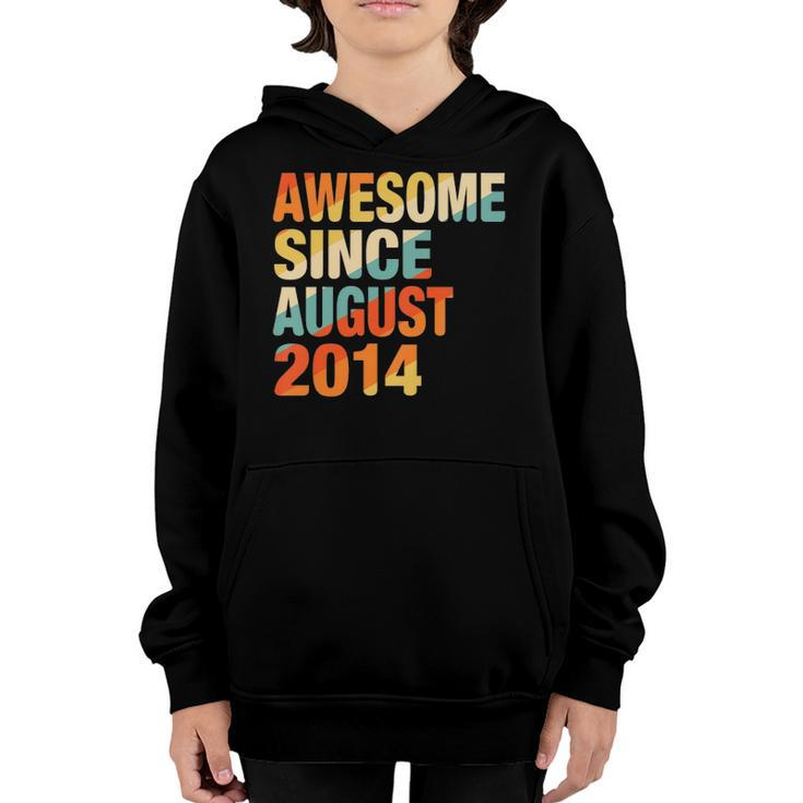 Kids Vintage 7Th Birthday Awesome Since August 2014 7 Years Old Youth Hoodie