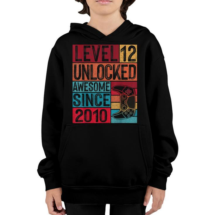Level 12 Unlocked Awesome Since 2010 12Th Birthday Gaming  V8 Youth Hoodie