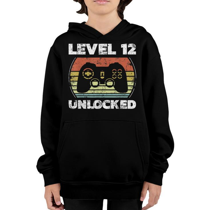 Level 12 Unlocked Funny Video Gamer 12Th Birthday  Youth Hoodie