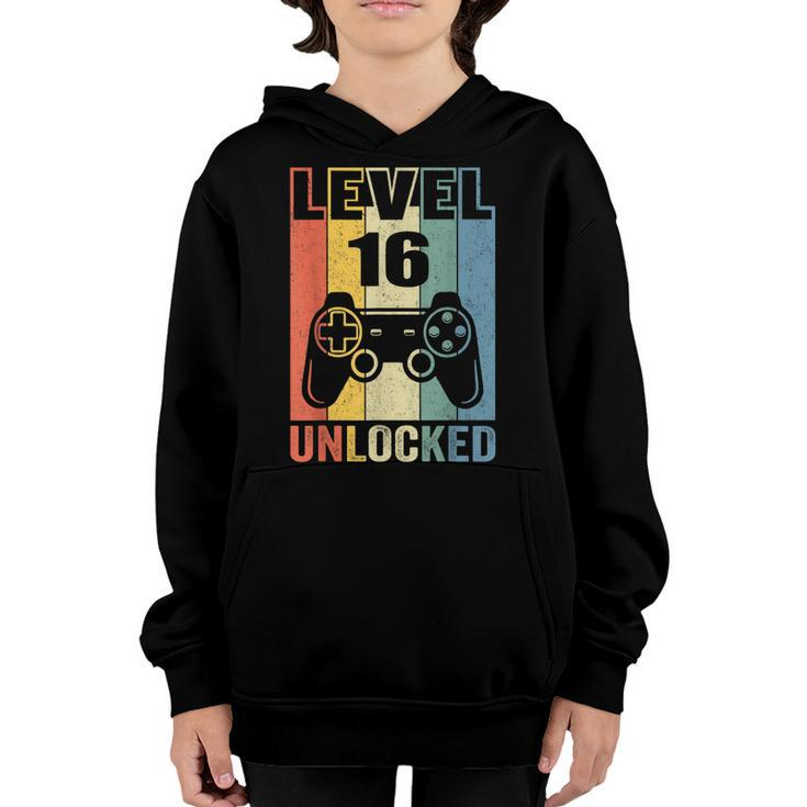 Level 16 Unlocked  16Th Video Gamer Birthday Boy Gift  Youth Hoodie