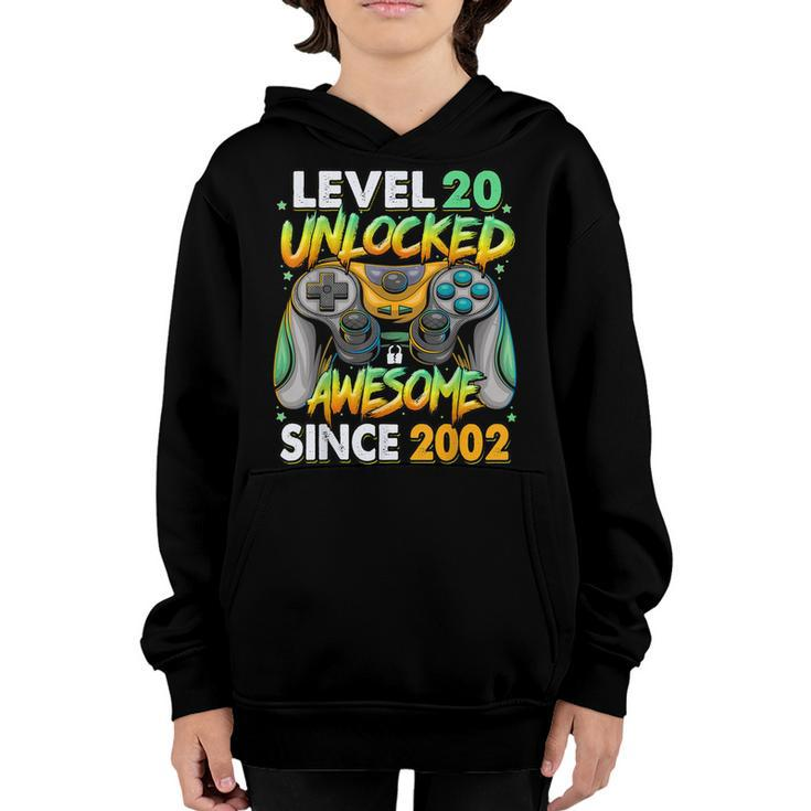 Level 20 Unlocked Awesome Since 2002 20Th Birthday Gaming  V3 Youth Hoodie