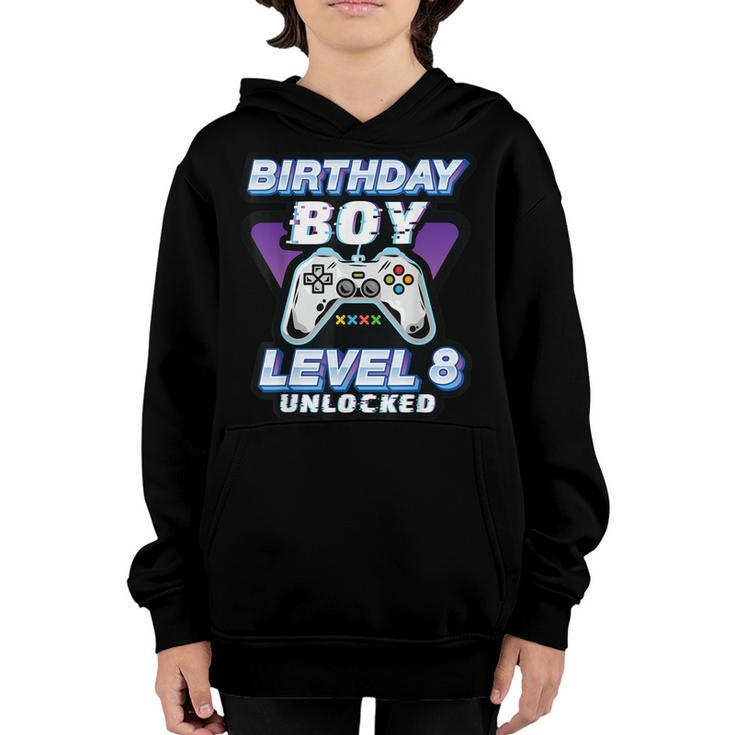Level 8 Unlocked 2014 Bday Video Game 8Th Birthday Boy Gamer  Youth Hoodie