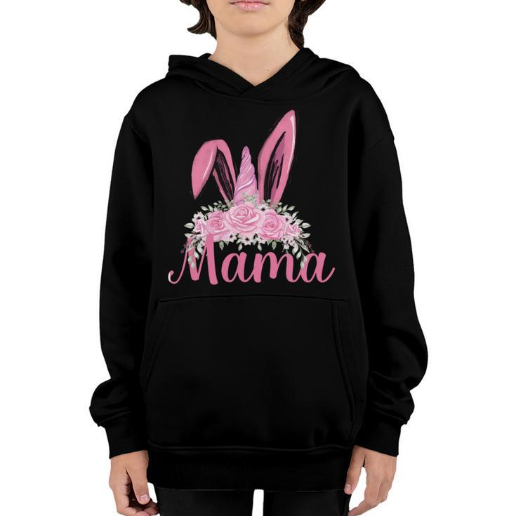 Mama Floral Leopard Bunny Easter Happy Easter Mothers Day Youth Hoodie