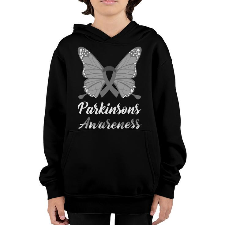 Parkinsons Awareness Butterfly  Grey Ribbon  Parkinsons  Parkinsons Awareness Youth Hoodie