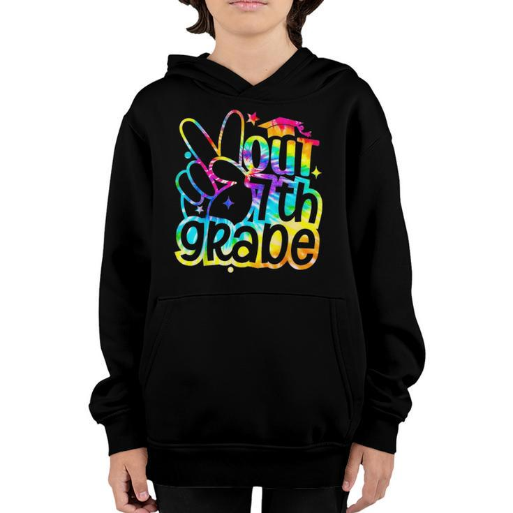 Peace Out 7Th Grade Graduation Last Day Of School Tie Dye Youth Hoodie