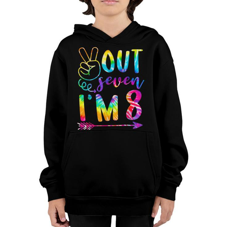 Peace Out Seven Im 8 Tie Dye 8Th Happy Birthday Boy Girl  Youth Hoodie