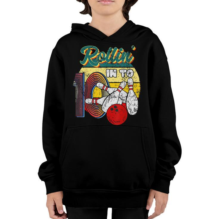 Rollin Into 10 Bowling Birthday Party 10Th Birthday Girls  Youth Hoodie