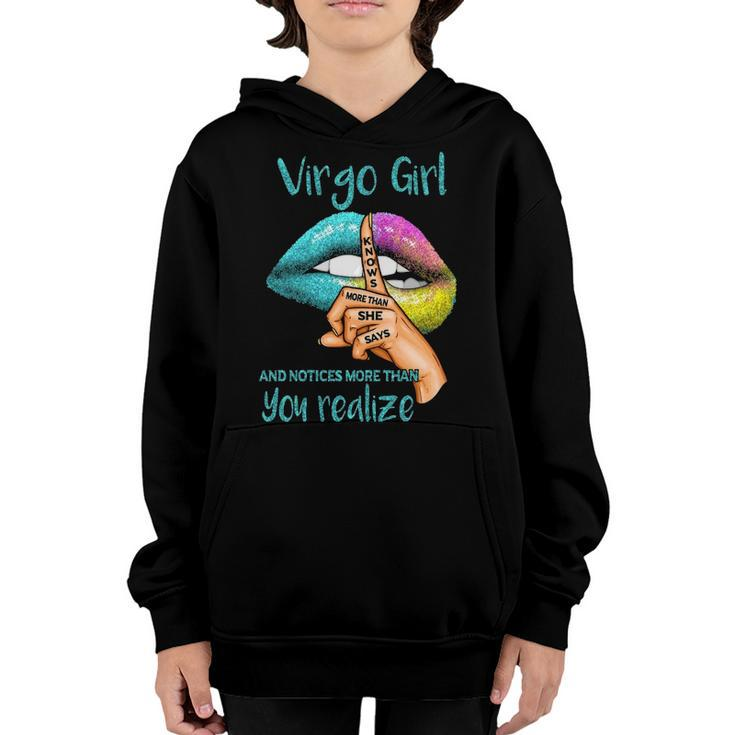 Virgo Girl Gift   Virgo Girl Knows More Than She Says Youth Hoodie