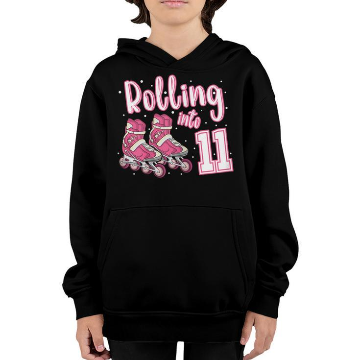 Young Lady Girl Roller Skater 11Th Birthday Roller Skate  Youth Hoodie